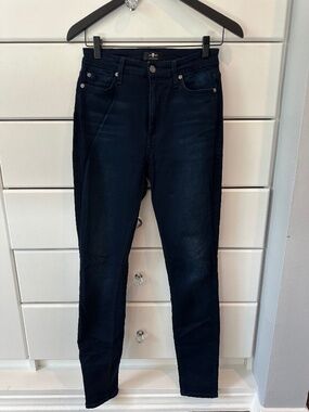 7 For All Mankind Dark Indigo High-Waist Skinny Jeans Women's Size 26